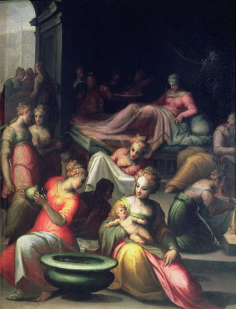 Detail of Nativity of John the Baptist by Giovanni Battista Naldini