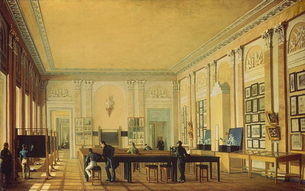 Detail of Painting Atelier in the Moscow Art School, c.1830 by Nikolay Ivanovich Podklyuchnikov