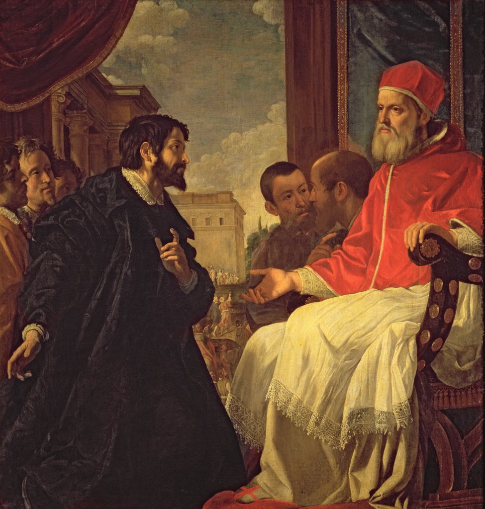 Detail of Michelangelo and Pope Julius II by Anastasio Fontebuoni