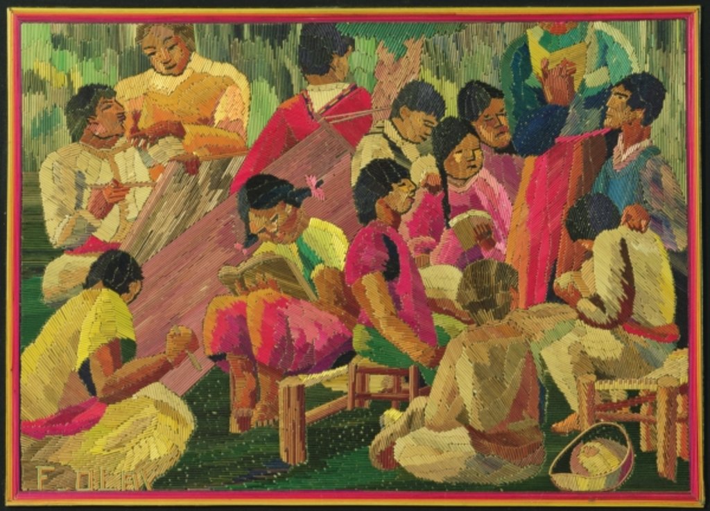 Detail of Mexican village scene by Mexican School