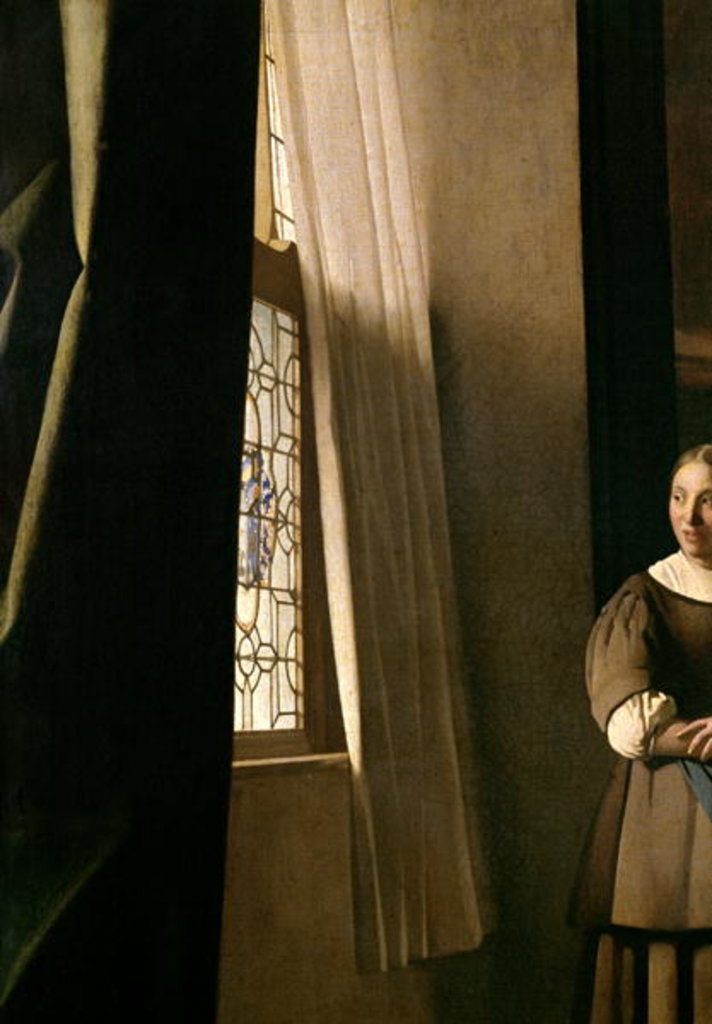 Detail of Lady writing a letter with her Maid, c.1670 by Jan Vermeer
