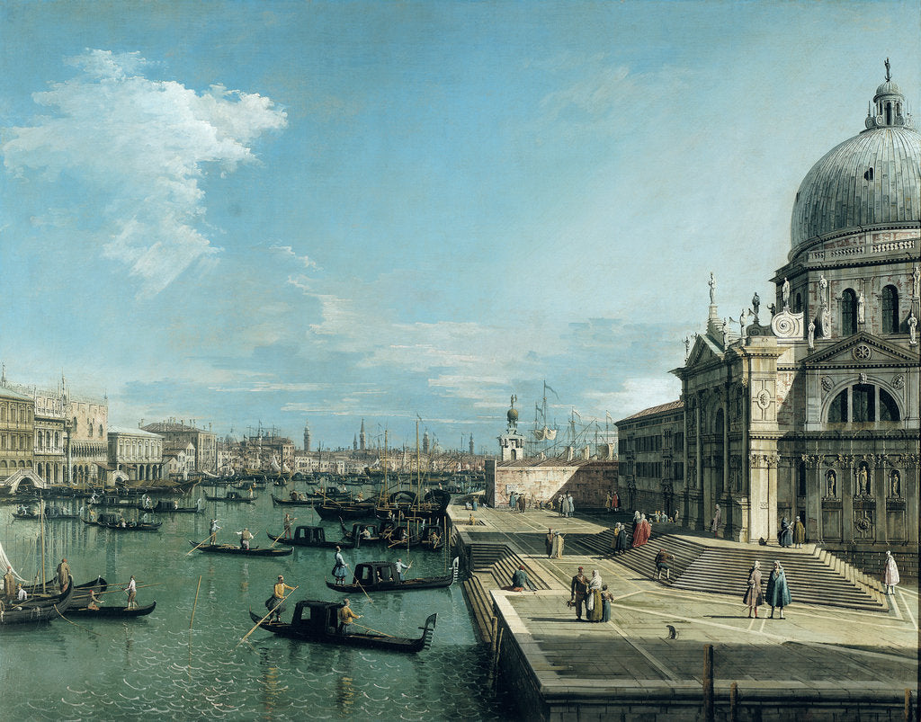 Detail of The Entrance to the Grand Canal and the church of Santa Maria della Salute, Venice by Canaletto