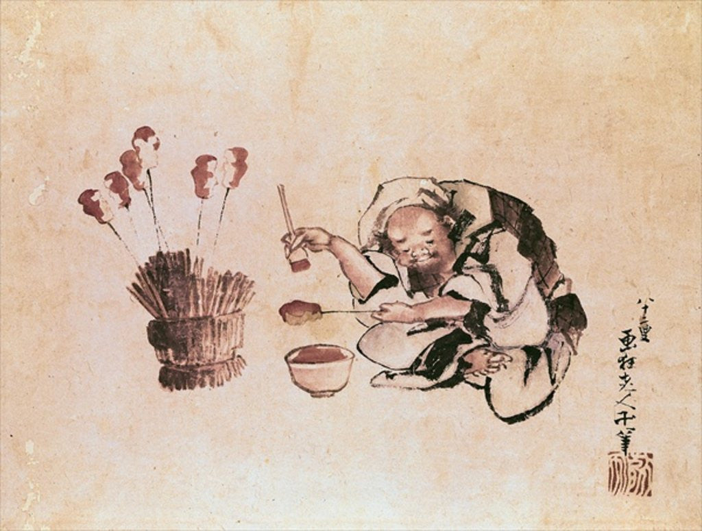 Detail of Craftsman painting toys by Katsushika Hokusai