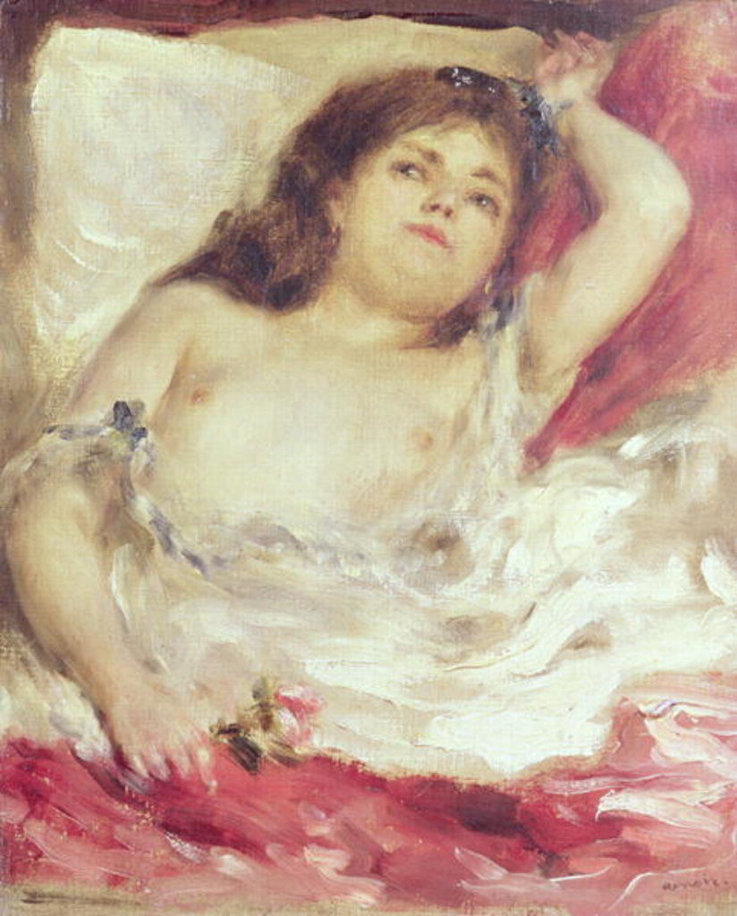 Detail of Semi-Nude Woman in Bed: The Rose by Pierre Auguste Renoir