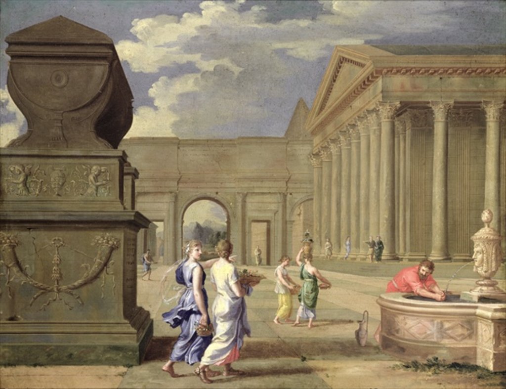 Detail of Classical Landscape by Jean Lemaire