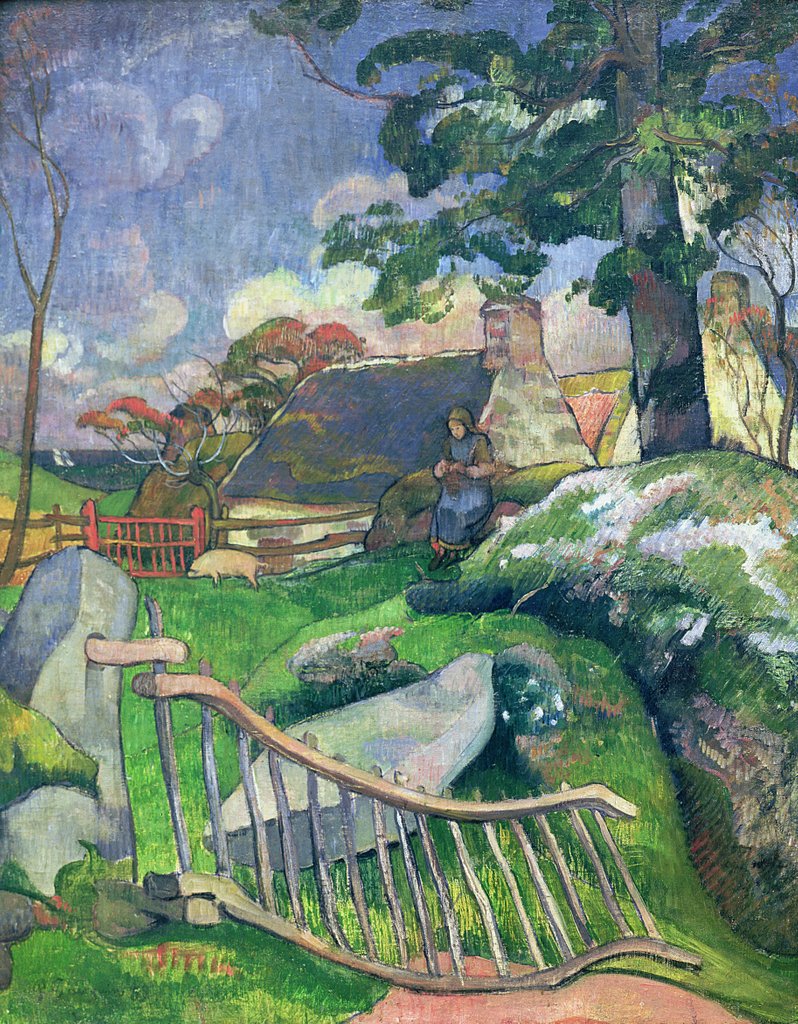 Detail of The Wooden Gate or, The Pig Keeper, 1889 by Paul Gauguin