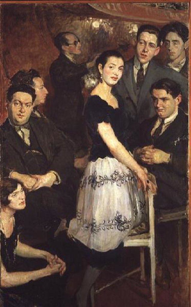 Detail of Les Six, group portrait of the avant-garde musical group sponsored by Jean Cocteau, c.1921 by Jacques-Emile Blanche