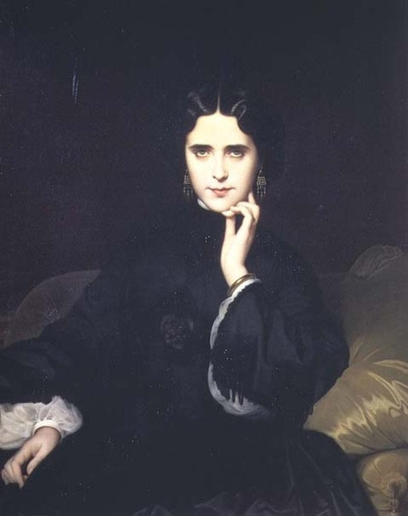 Detail of Portrait of Jeanne de Tourbay 1862 by Eugene Emmanuel Amaury-Duval