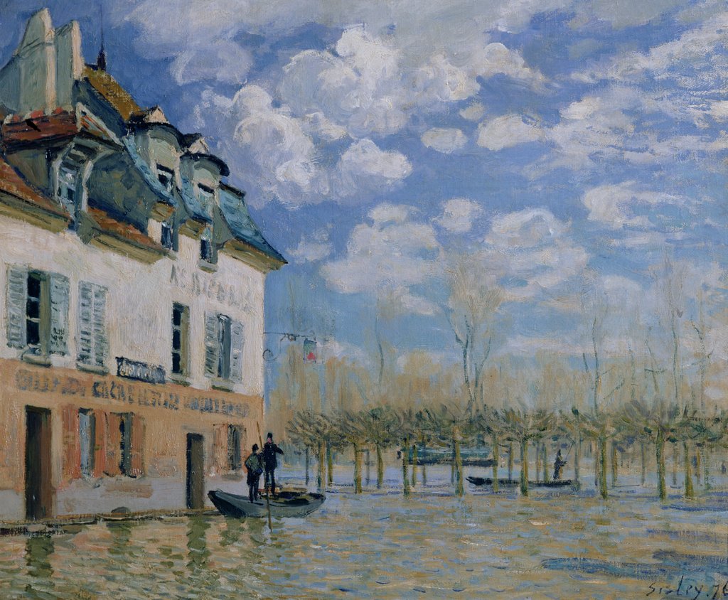 Detail of The Boat in the Flood, Port-Marly, 1876 by Alfred Sisley