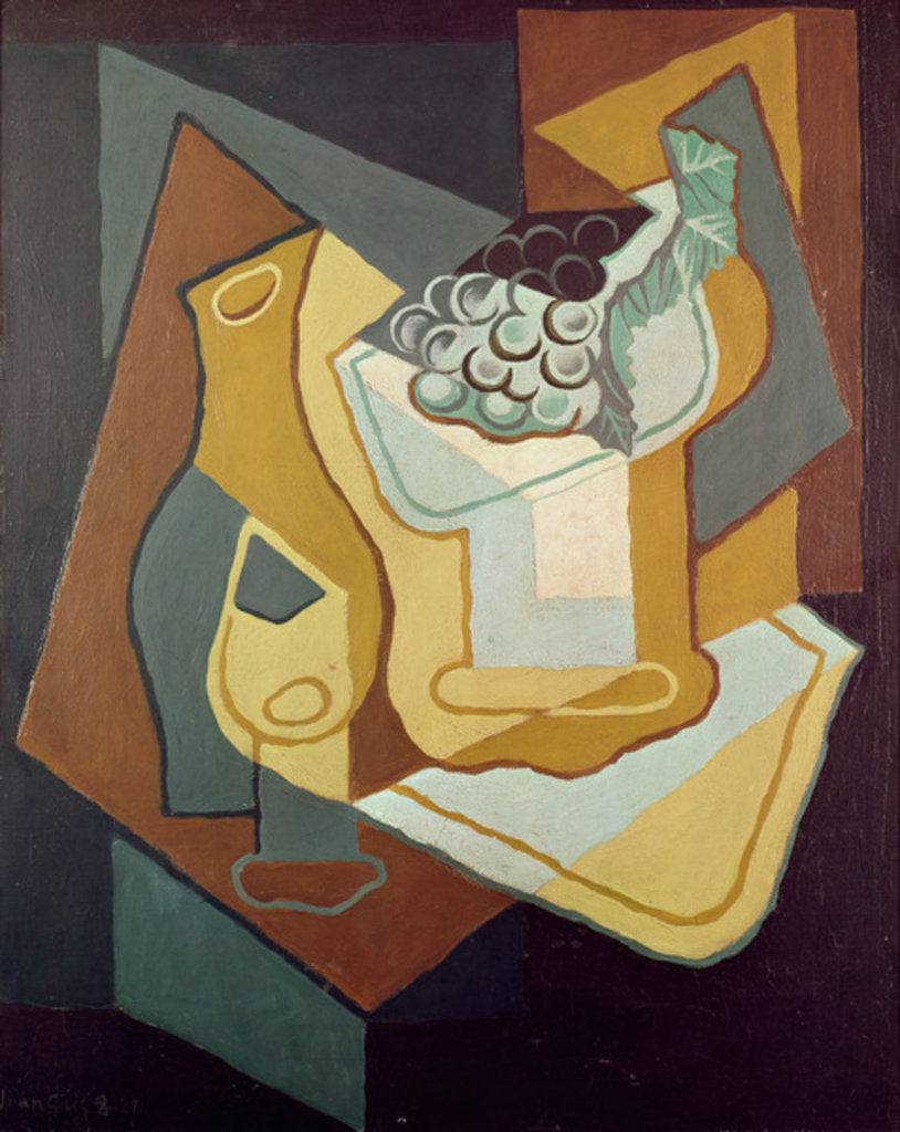Detail of Bottle, Glass and Fruit Dish, 1921 by Juan Gris