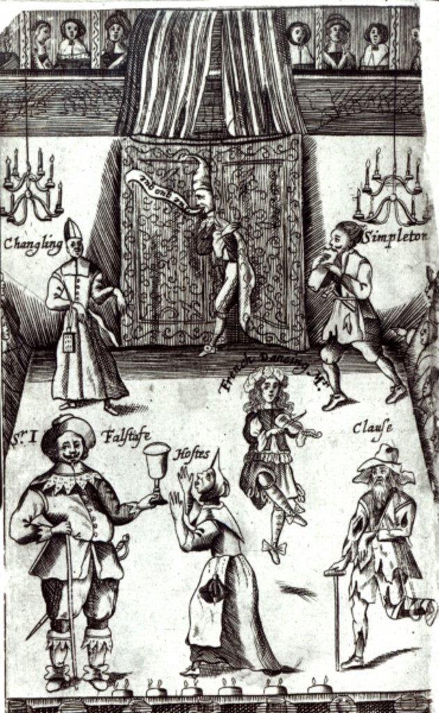 Detail of Comic Actors in Performance, 1662 by English School