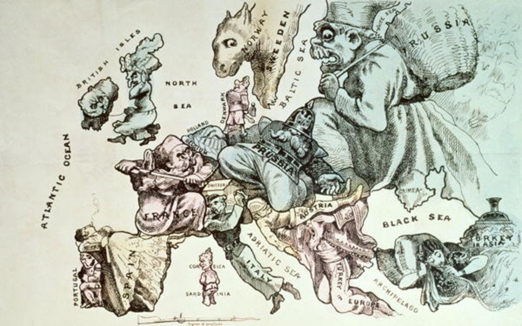 Detail of Comic map of Europe by Frederick Rose, c.1870 by English School