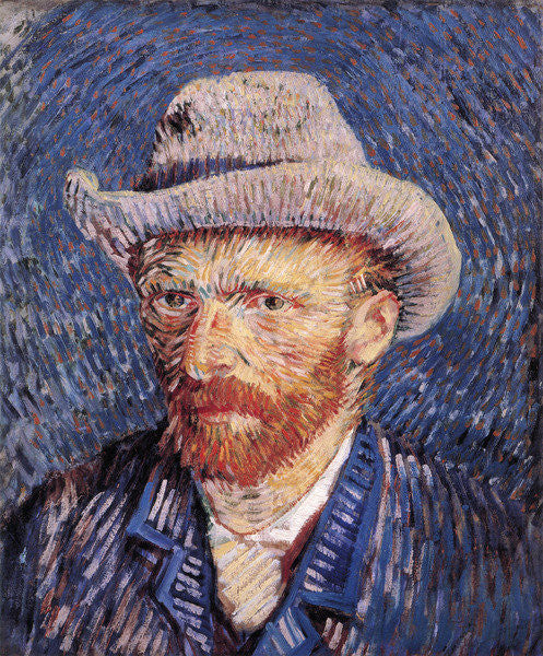 Detail of Self Portrait with Felt Hat by Vincent van Gogh