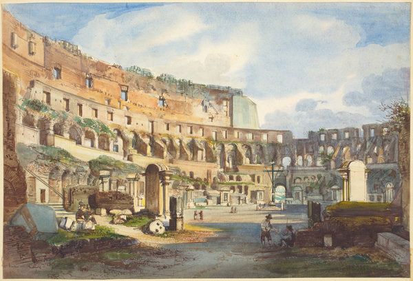 Detail of Interior of the Colosseum, watercolour and gouache over graphite on wove paper by Ippolito Caffi
