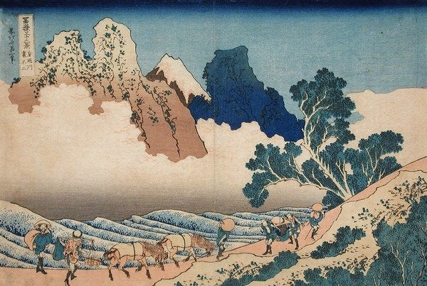 Detail of The back of the Fuji from the Minobu river, c.1830 by Katsushika Hokusai