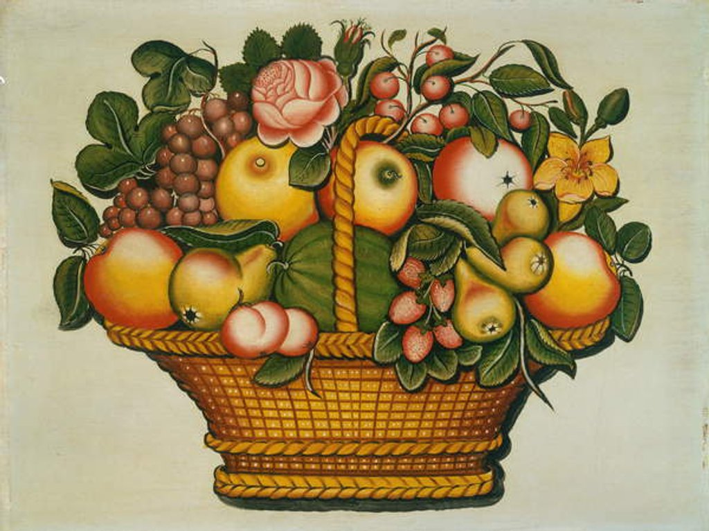 Detail of Basket of Fruit with Flowers, c.1830 by American School