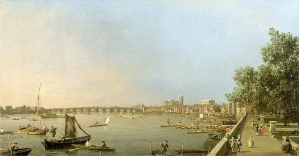 Detail of The Thames from the Terrace of Somerset House, looking upstream Towards Westminster and Whitehall, c.1750 by Canaletto