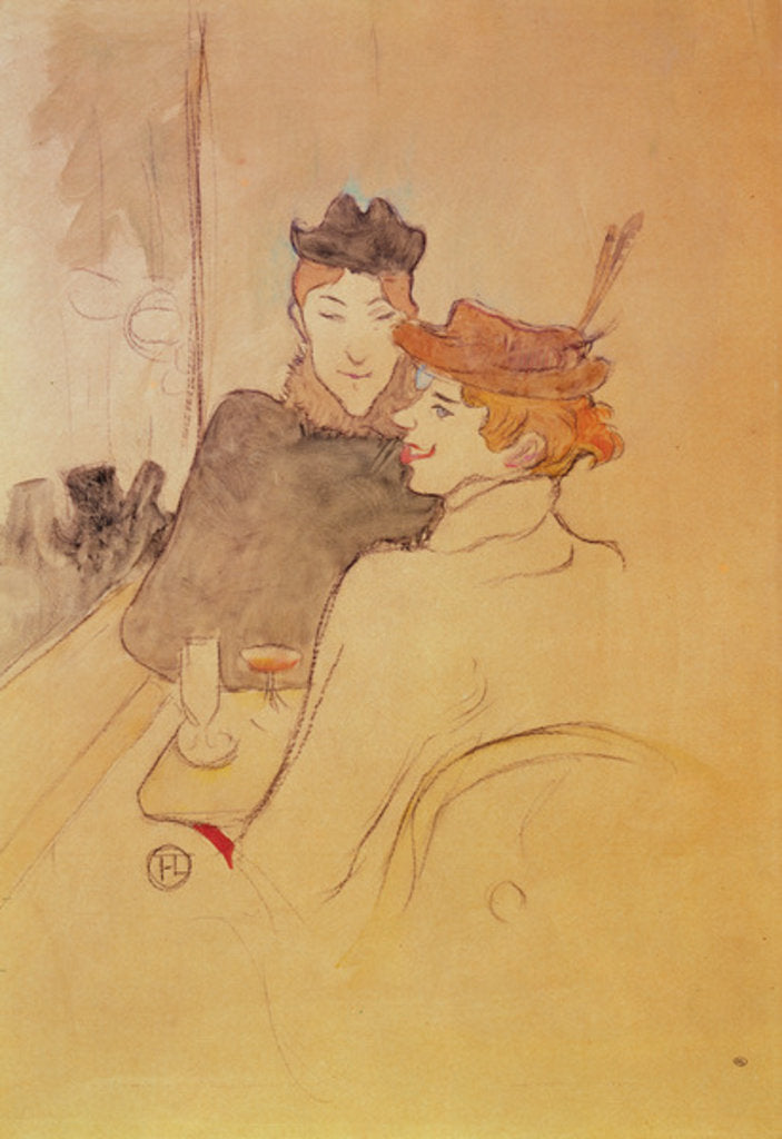 Detail of Two women sitting in a cafe by Henri de Toulouse-Lautrec