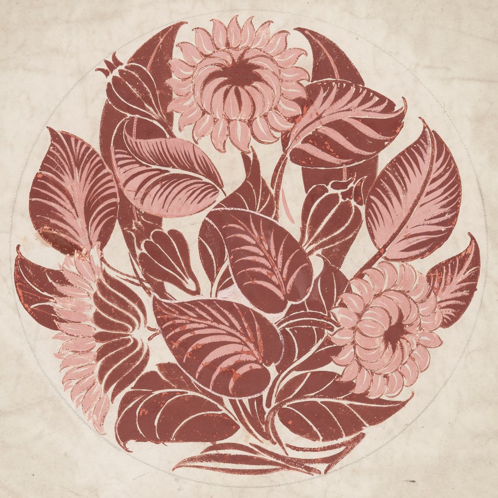 Detail of Dish design with flowers and foliage by William de Morgan