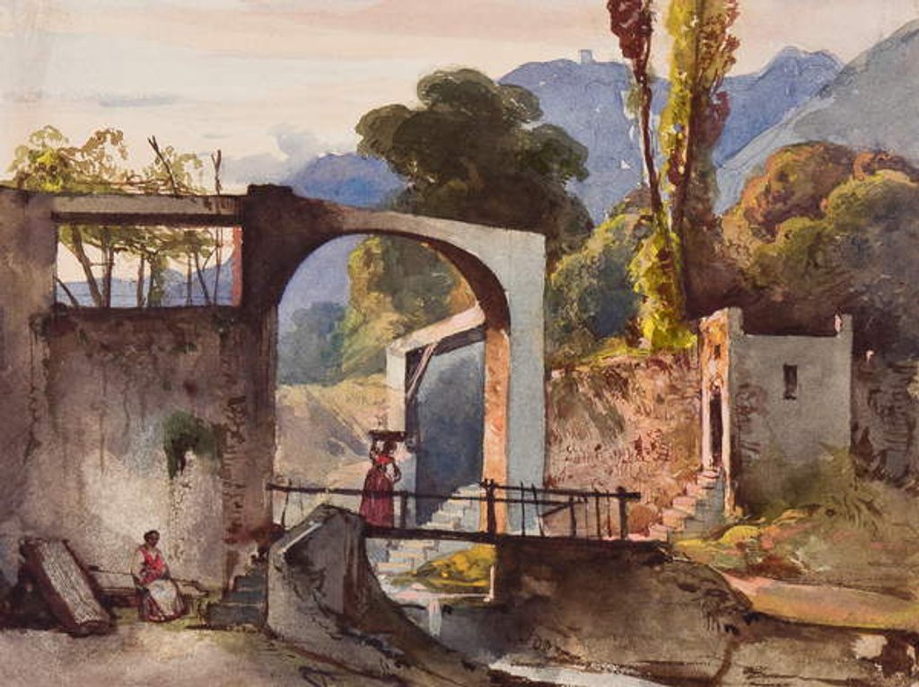 Detail of Possibly the Belvedere at Sorrento, with additions by Prince Francesco d'Assisi di Borbone by Giacinto Gigante