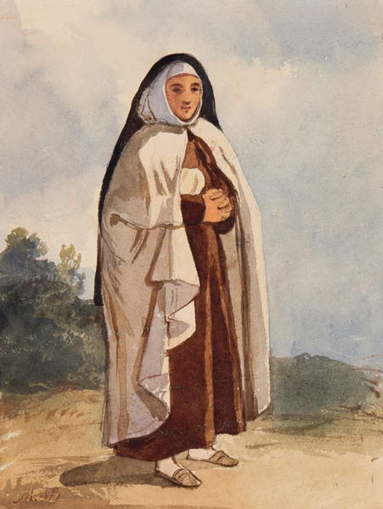 Detail of A Nun, with additions by Princess Maria Annunziata di Borbone by Giacinto Gigante