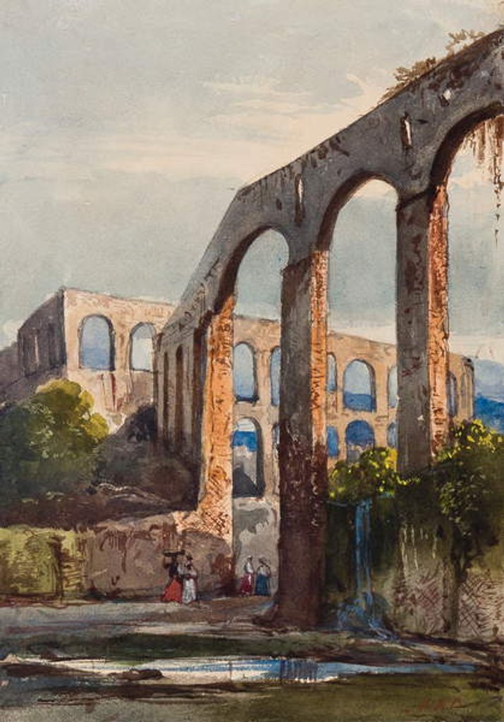 Detail of Women beneath the Roman aqueduct at Maddaloni, with additions by Princess Maria Annunziata di Borbone by Giacinto Gigante