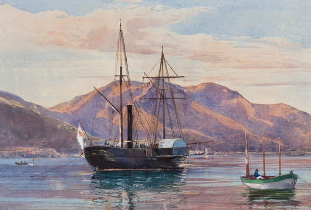 Detail of Gaeta: a steam frigate by Giacinto Gigante