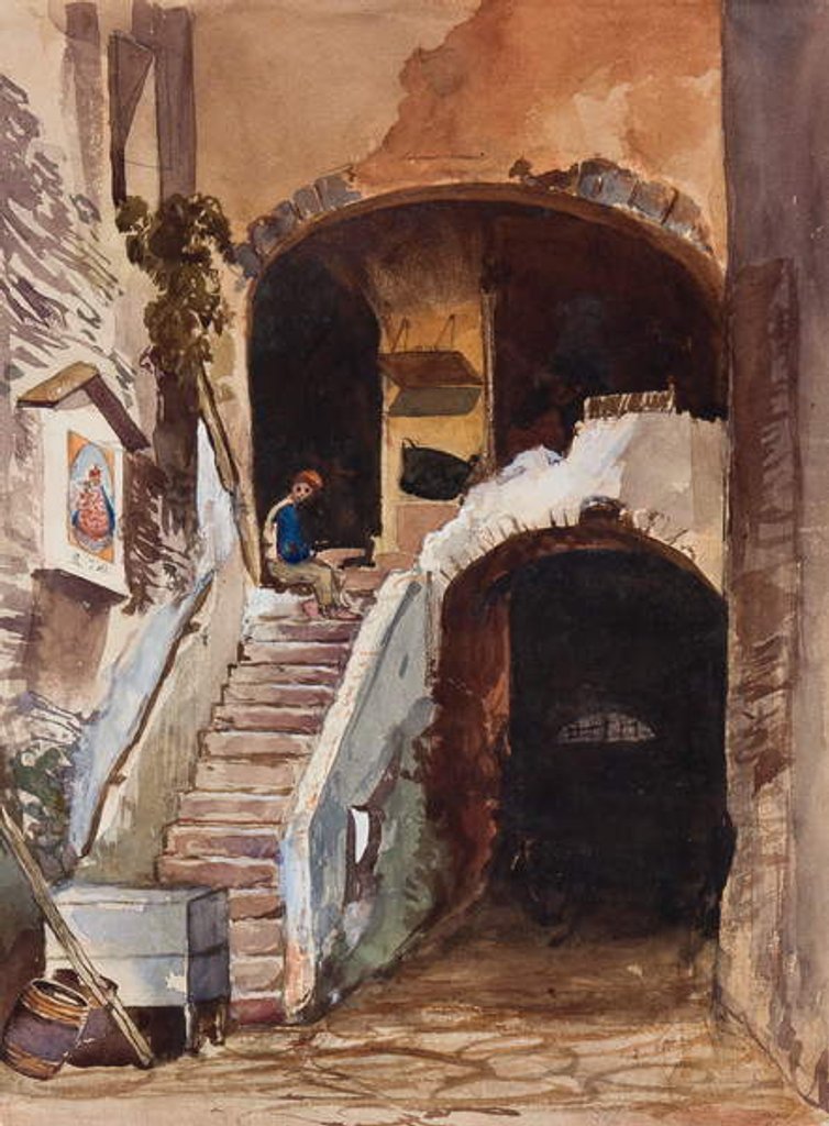 Detail of Neapolitan house, with additions by a Borbone pupil by Giacinto Gigante