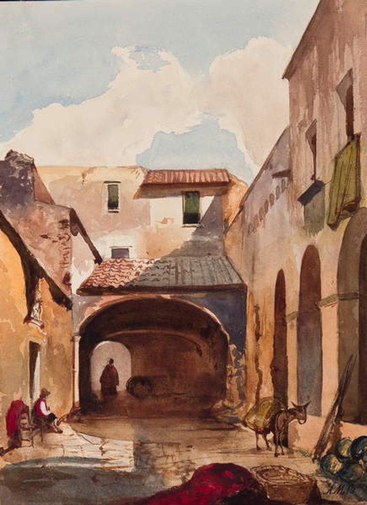 Detail of Passage and street with figures, with additions by Prince Alfonso Maria di Borbone, 1853 by Giacinto Gigante