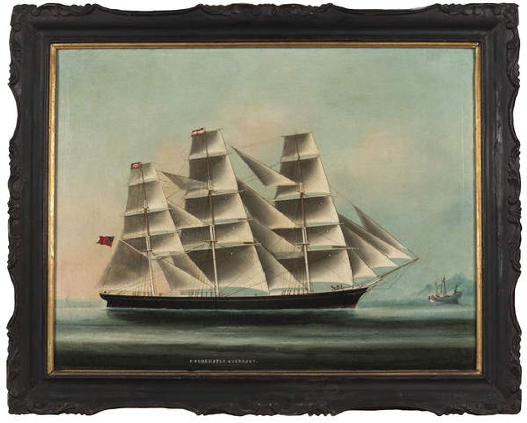 Detail of Golden Spur Guernsey: the China Trade clipper flying the Chinese flag for protection, c.1872 by Unknown Artist