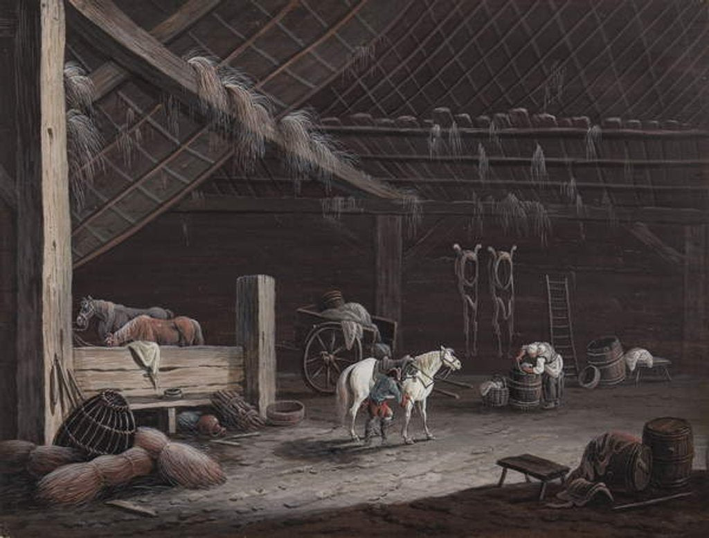 Detail of The white horse: barn interior by Johann Christoph Dietzsch