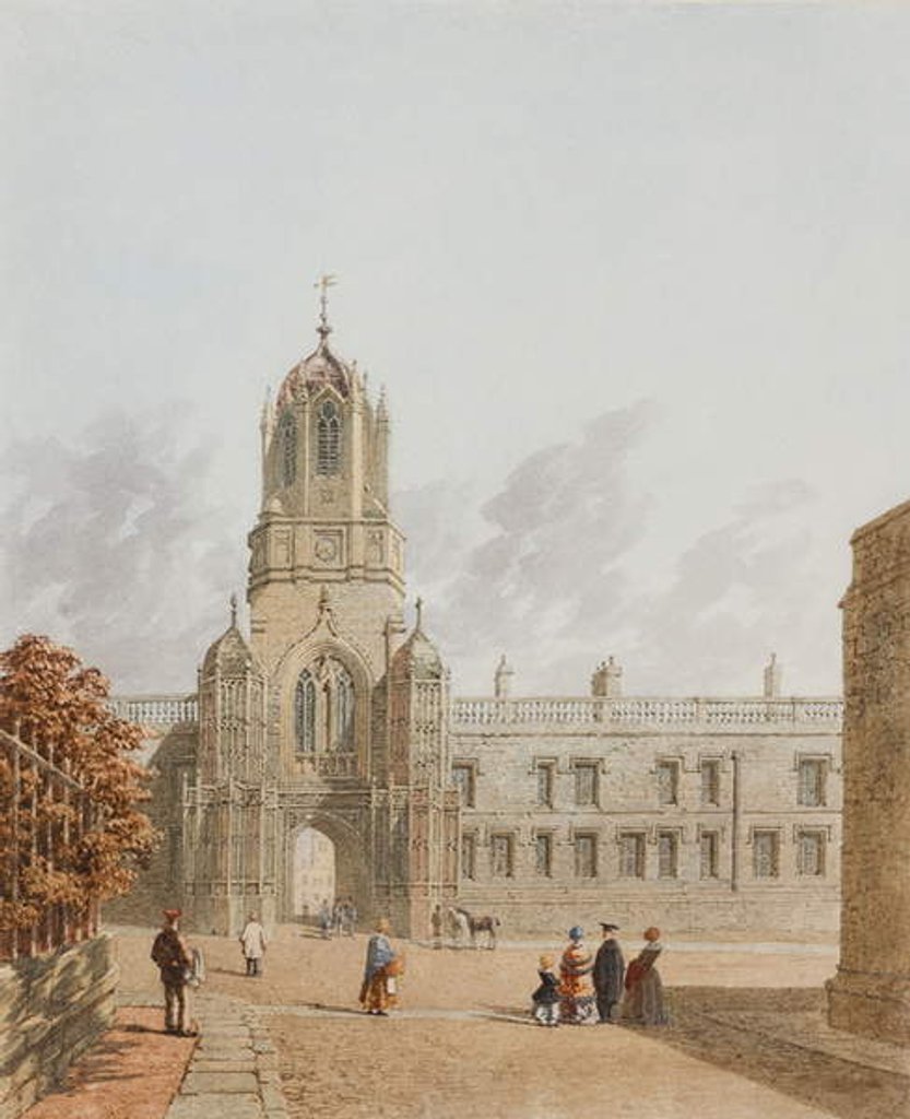 Detail of Tom Tower, Christ Church from Pembroke Square, Oxford, 1849 by George Pyne