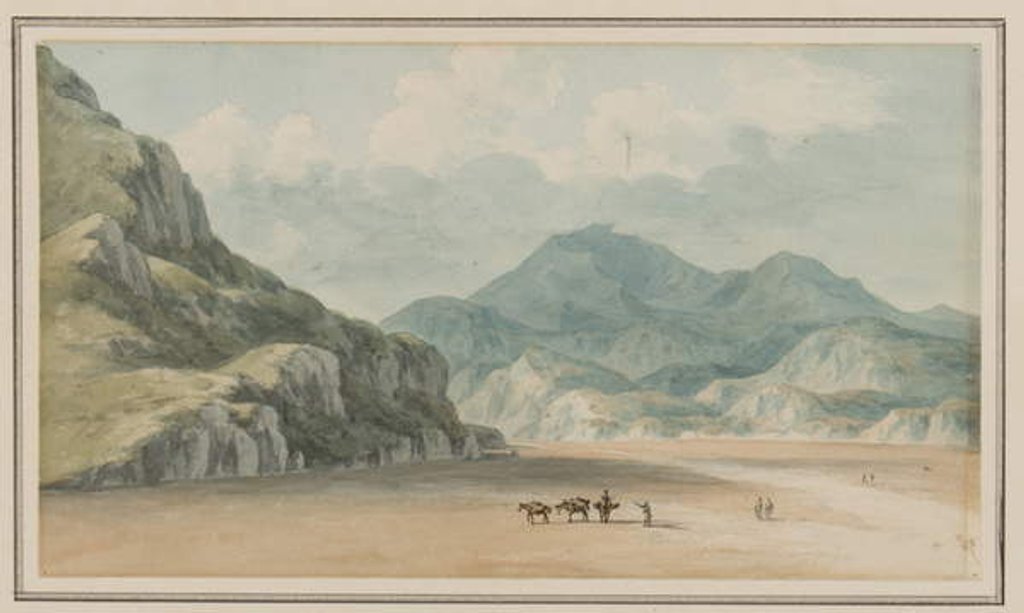 Detail of View on the Fraeth Mawr Sands, towards Snowdon, on crossing them between Penmorsa & Cynant, Merionethshire, 21 July 1795 by John Warwick Smith