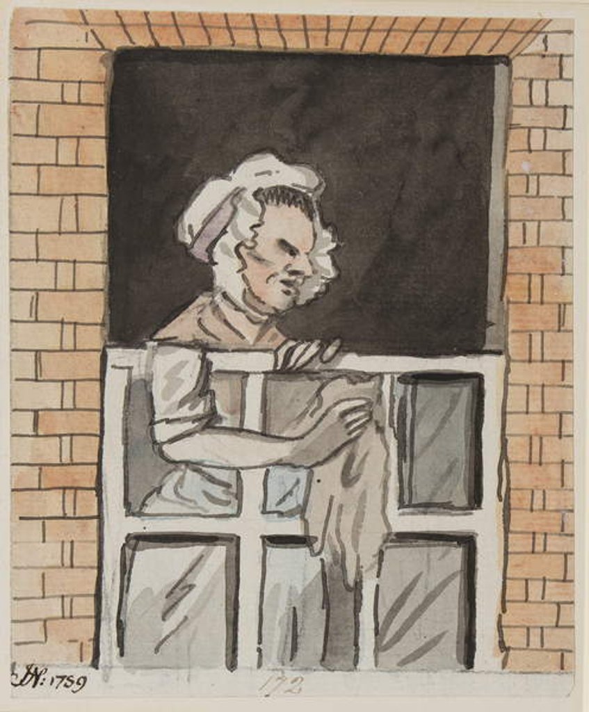 Detail of Maid cleaning window, 1789 by John Nixon