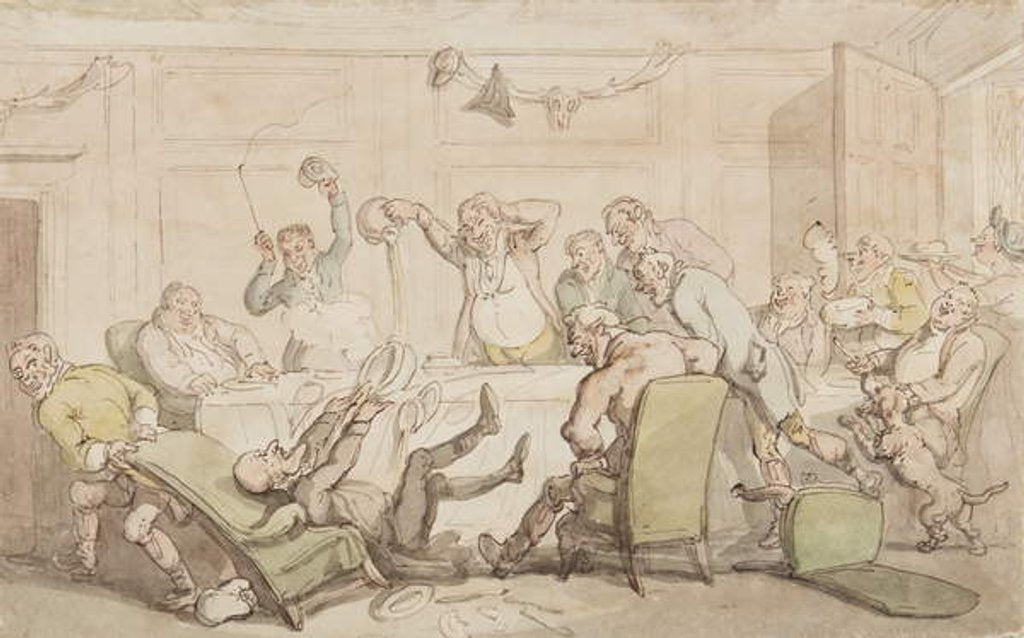 Detail of Dr Syntax has an accident at the Club by Thomas Rowlandson