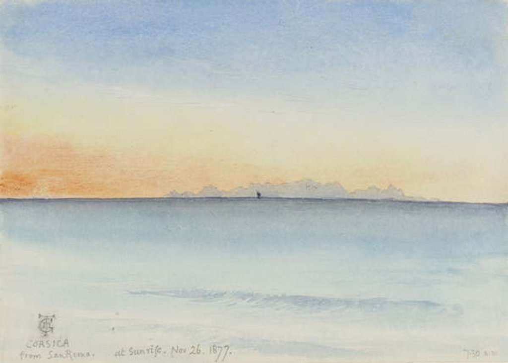 Detail of Corsica from San Remo at Sunrise, 7.30 am 26th Nov, 1877 by George Douglas Tinling