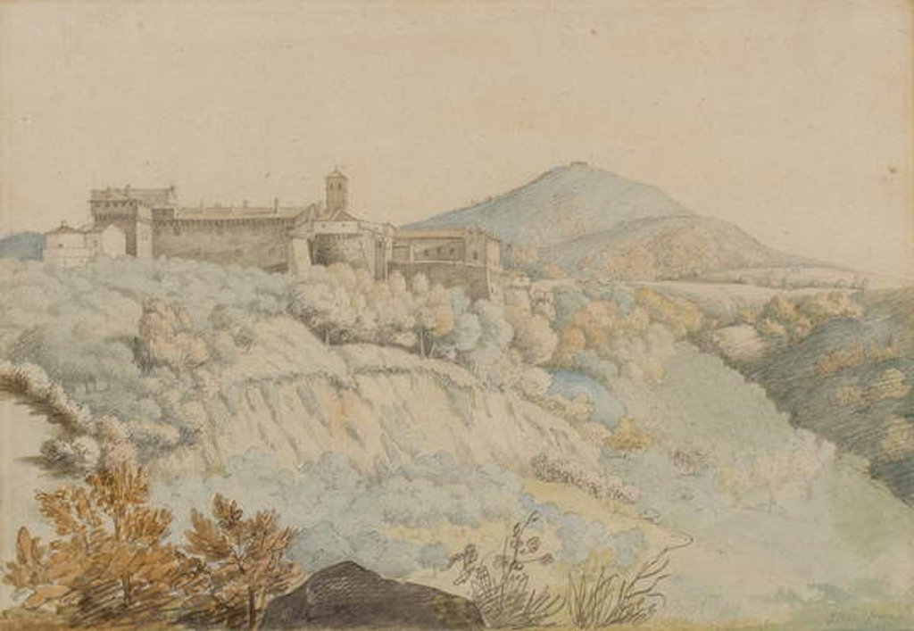 Detail of The Convent of Grotta Ferrata, ancient Tusculum, Italy, c.1805 by Samuel Woodforde