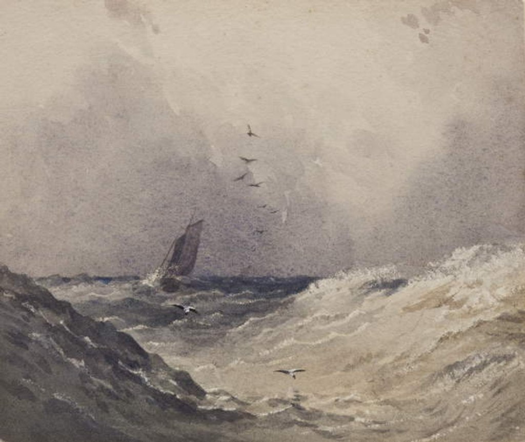 Detail of Sailing boat before a storm, c.1830 by Anthony Vandyke Copley Fielding