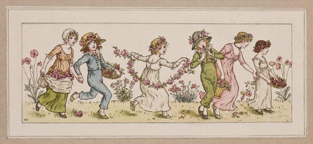 Detail of Flowers and music by Kate Greenaway