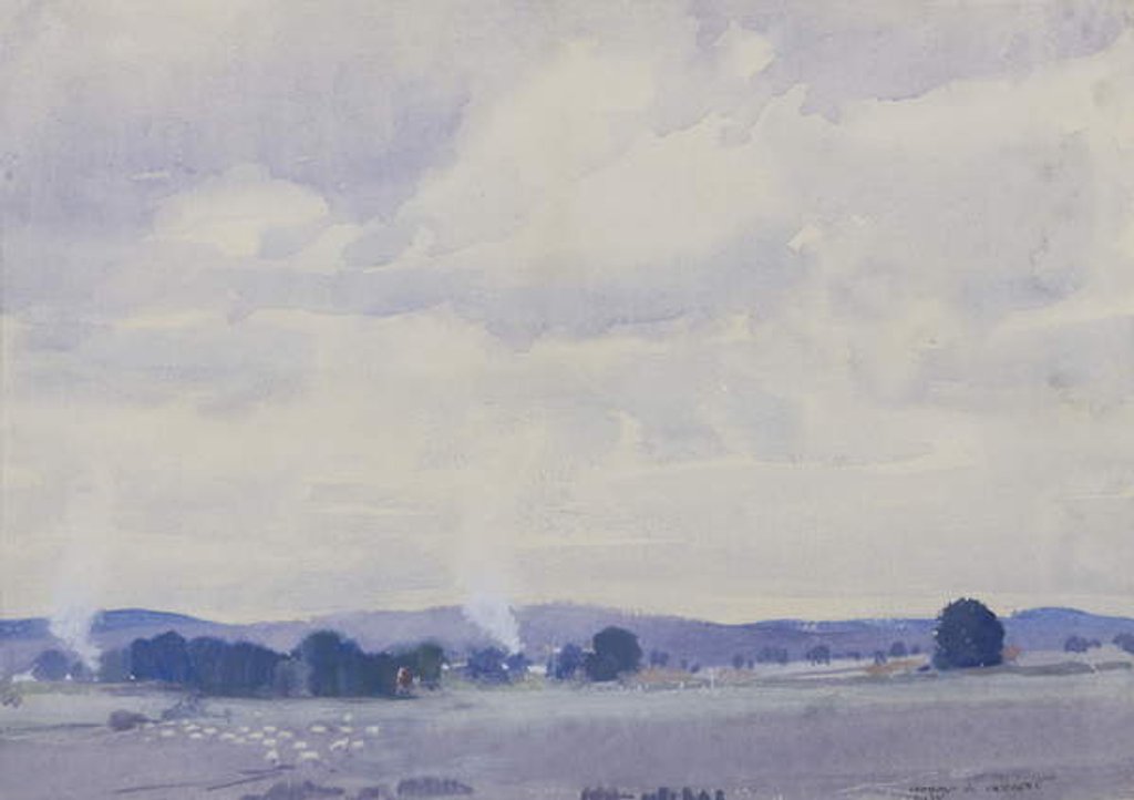 Detail of Sheep country, Victoria, 1935 by Harold Brocklebank Herbert