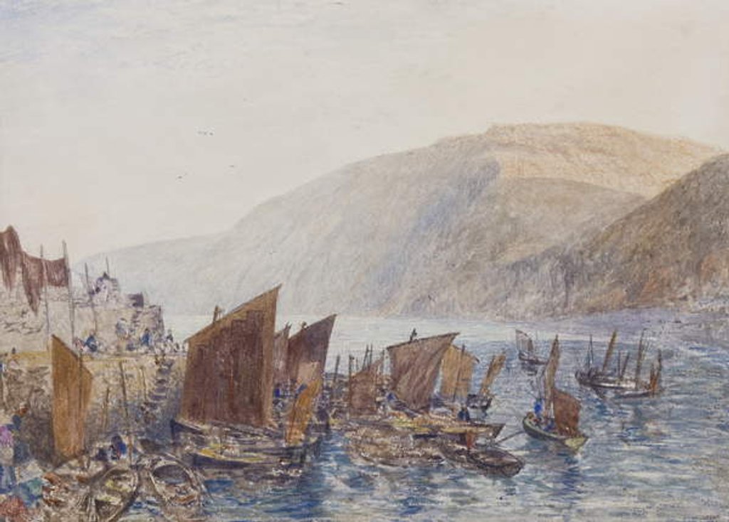 Detail of Clovelly Harbour by Alfred William Hunt