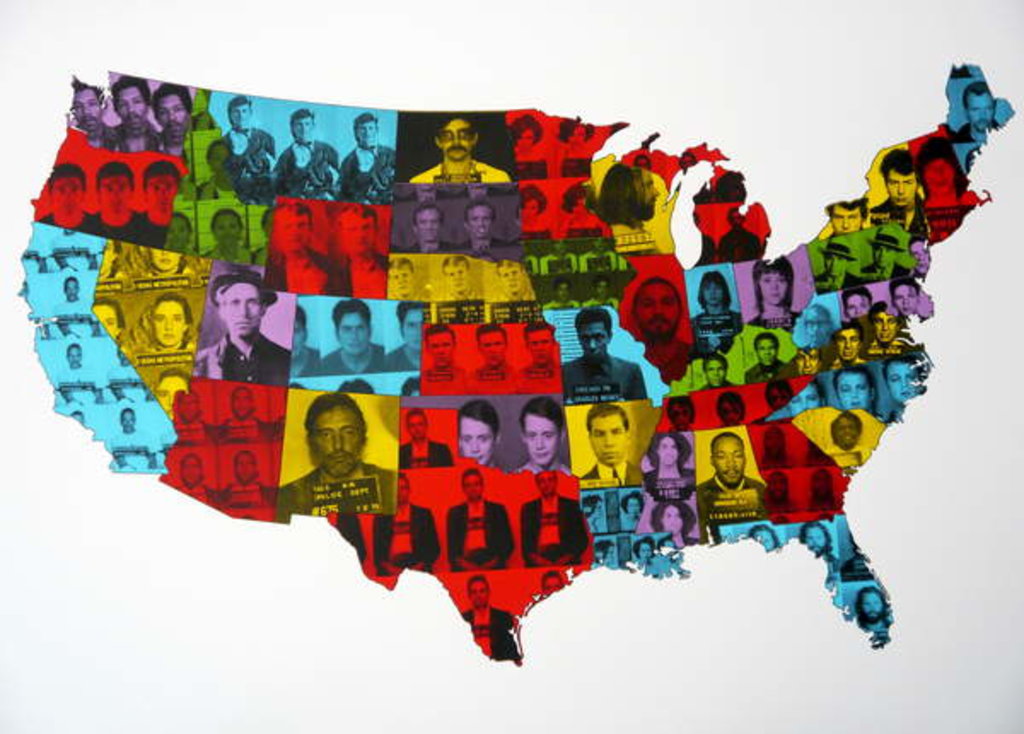 Detail of Celebrity Arrest Map, 2016 by David Studwell