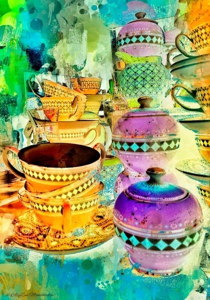 Detail of Gold and Purple Stacks, 2014 by AlyZen Moonshadow