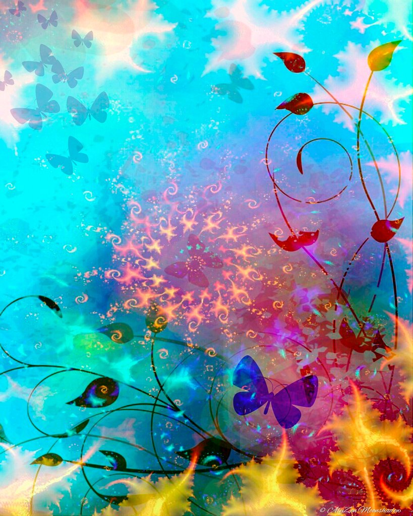 Detail of Turquoise Sea/Sky with Butterflies, 2014 by AlyZen Moonshadow