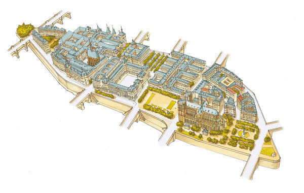 Detail of Ile-de-la-Cite. Paris, France by Fernando Aznar Cenamor