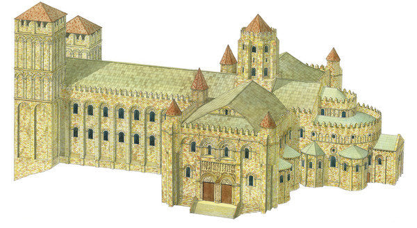 Detail of Santiago de Compostela Romanesque Cathedral. Reconstruction. Spain by Fernando Aznar Cenamor