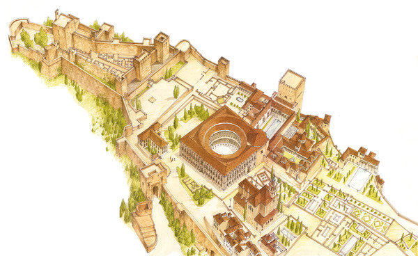 Detail of Alhambra, Granada, Spain. Castle and palaces by Fernando Aznar Cenamor