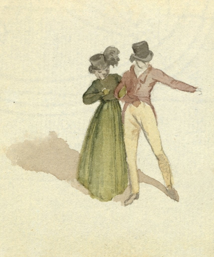 Detail of A couple strolling, c.1825 by English School