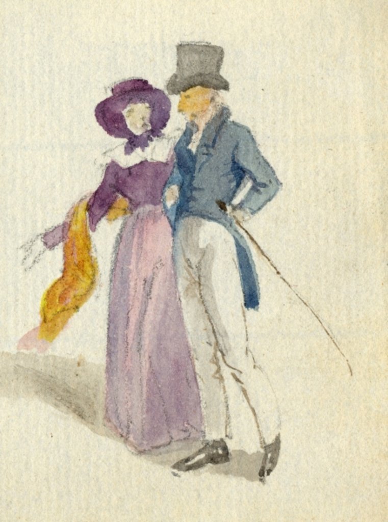 Detail of A couple strolling, c.1825 by English School