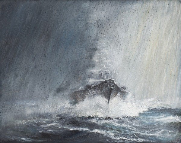 Detail of Bismarck 'through curtains of Rain Sleet & Snow' 22/05/1941, 2007 by Vincent Alexander Booth